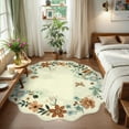 thumbnail image 4 of Moynesa 4' Floral Round Area Rug, Washable Rugs for Bedroom Ultra-Thin Soft Rug, Non-Slip Small Boho Circle Carpet for Entryway Nursery Bathroom,Beige, 4 of 8