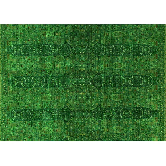 Ahgly Company Indoor Rectangle Oriental Green Modern Area Rugs, 2' x 5'