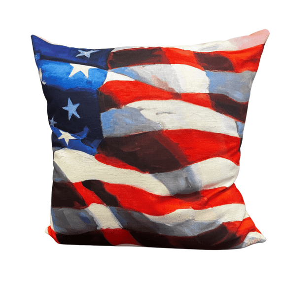 Old Glory Pillow, American Flag Red, White, & Blue Square Pillow