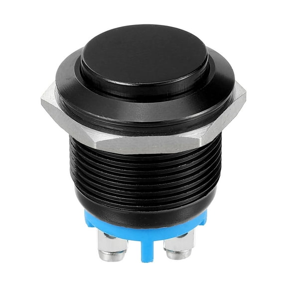19mm Car Waterproof Push Button Switch Metal Round Start Button SPST 1NO AC 250V Black