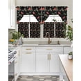 thumbnail image 4 of Cardinal Bird Swag Curtains for Living Room/Bedroom Windows, Holly Branches Berry Winter Botanical Black Kitchen Curtains and Valances Set 36 Inch Length, Light Filtering Swags Valance Curtain Panels, 4 of 5