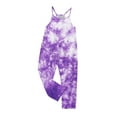 thumbnail image 4 of Odeerbi Kids Girls Summer Jumpsuit Tie-dye Bib Overalls Casual Sleeveless Rompers Long Pants with Pockets 5-14 Years Purple, 4 of 6
