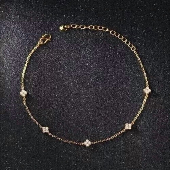1.50Ct Round Created Diamond Women Anklet Body Jewelry 14K Yellow Gold Plated Sterling Silver