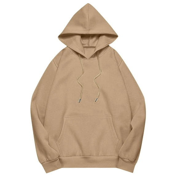 Daznico Sweatshirt for Women - Women's Solid Color Drop Shoulder Hoodie with Pockets Comfortable and Stylish Sweatshirt Top, Hooded Sweatshirt Women,Color:Gold Size:M