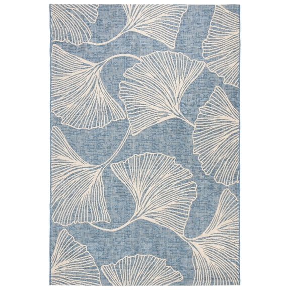 SAFAVIEH Courtyard Jeneka Distressed Indoor/Outdoor Area Rug, Blue/Light Beige, 5'3" x 7'7"