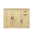 thumbnail image 4 of Hassch Farmhouse Sideboard Buffet with Storage with 3 Doors, 43.3" Wooden Kitchen Coffee Bar Cabinet with Adjustable Shelf and 2 Drawers for Living/Dining Room, Oak, 4 of 11