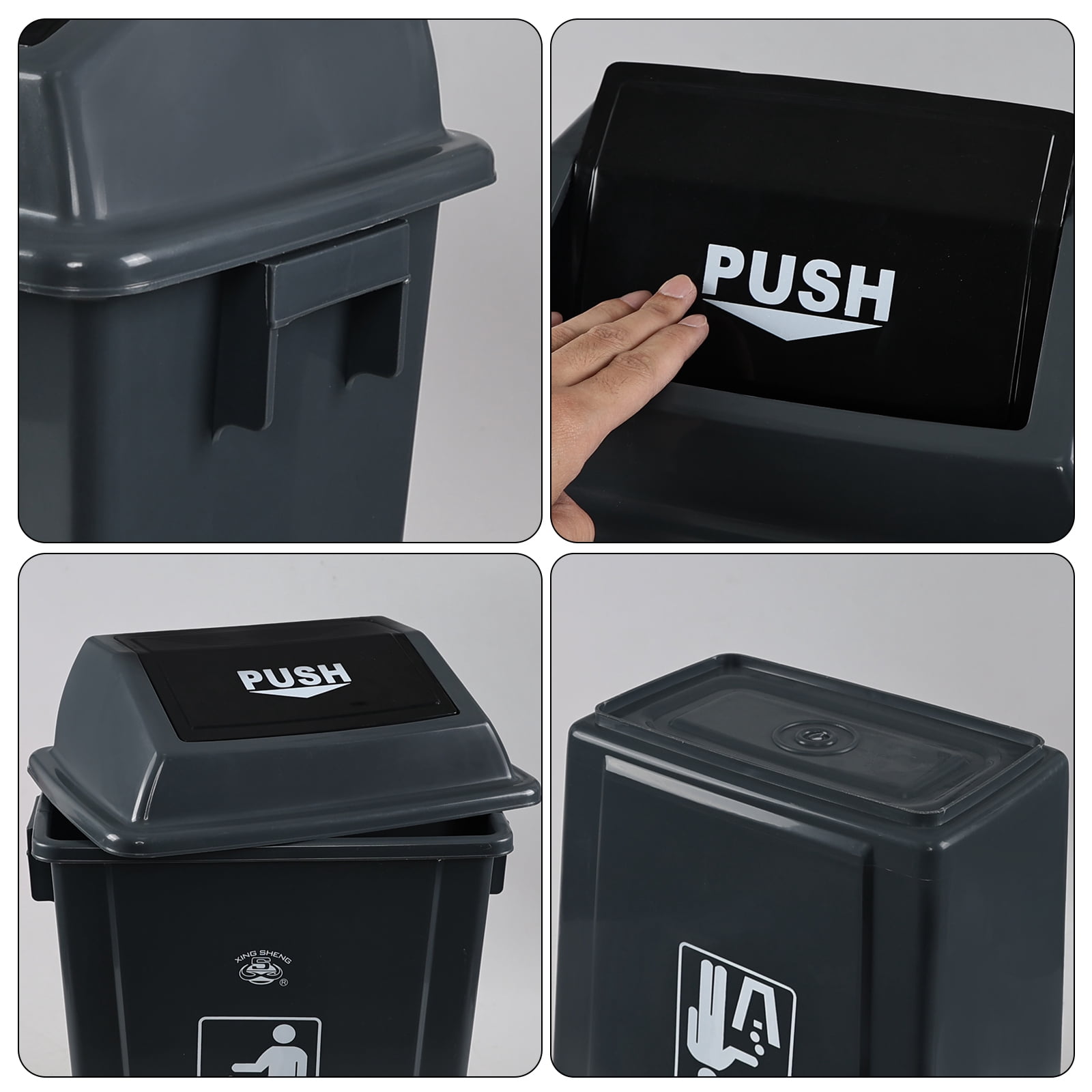 Loiycg 4-Pack 5.5 Gallon Plastic Swing Top Trash Can, Kitchen Garbage Can with Swing Lid, Gray