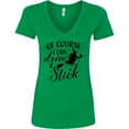 thumbnail image 3 of Inktastic Of Course I Can Drive a Stick with Witch Women's V-Neck T-Shirt, 3 of 5