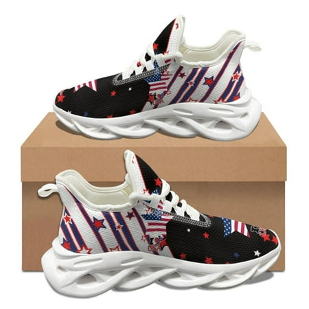 

I Love USA Pattern Country Flag Woman Male Autumn Winter Wear-Resistant Platform Shoe Lace Up Basketball Sneakers Custom Image