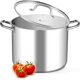 thumbnail image 1 of Olla de 20 cuartos de galón, olla de sopa de acero inoxidable 18/10 con tapa, olla resistente compatible con todas las estufas, utensilios de cocina para pasta, mariscos, 1 of 4