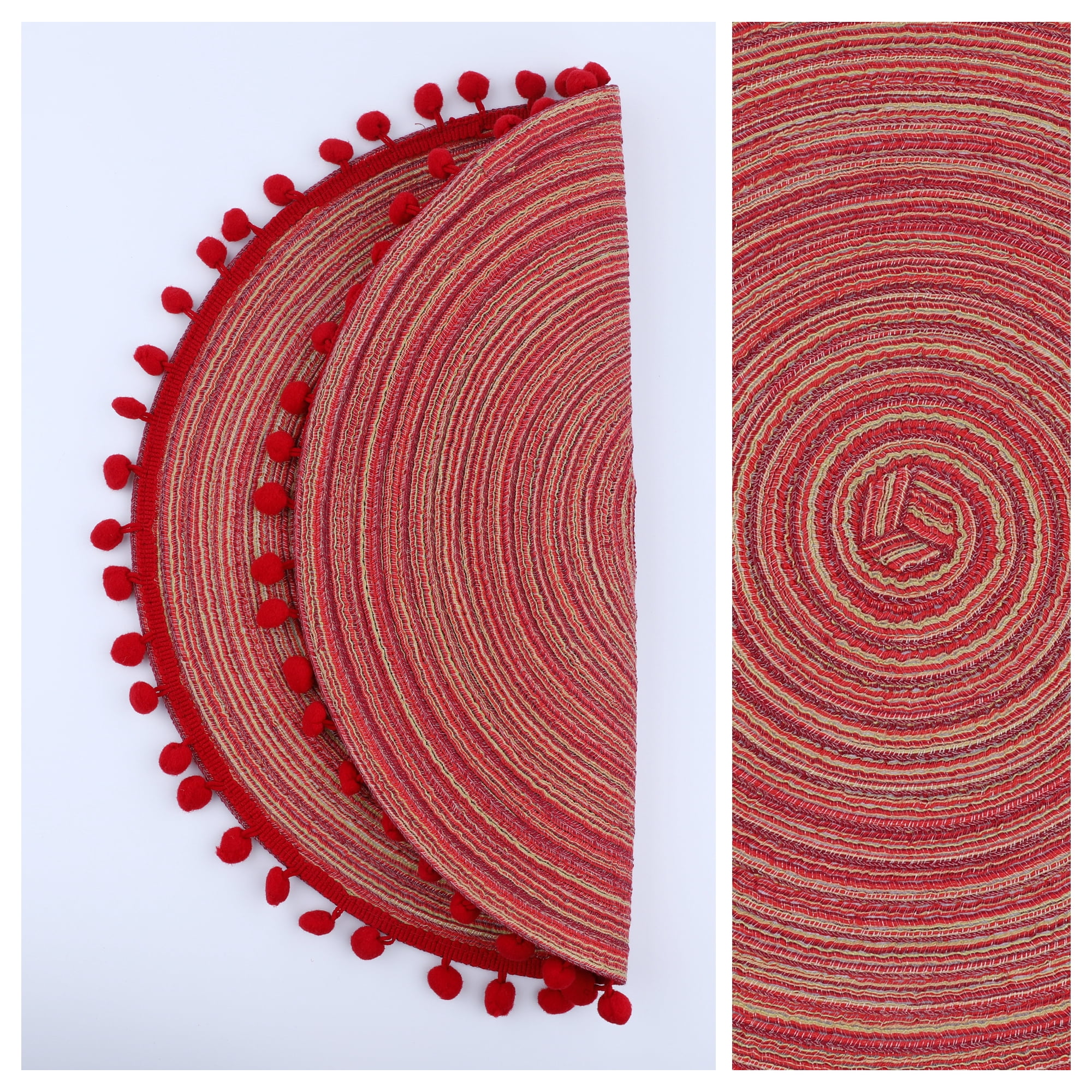 Unique Bargains Placemats Set of 6 Polyester Placemats for Dining Table Red 15x15in