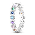 thumbnail image 1 of Anillo apilable de lujo Chapado en plata para mujer, anillos de joyería fina con margaritas y flores infinitas reales para fiesta de compromiso y boda, 1 of 5