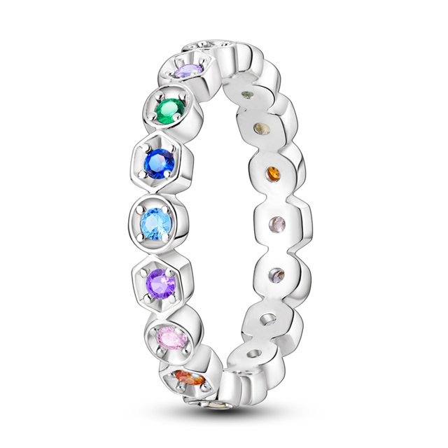 Anillo apilable de lujo Chapado en plata para mujer, anillos de joyería fina con margaritas y flores infinitas reales para fiesta de compromiso y boda