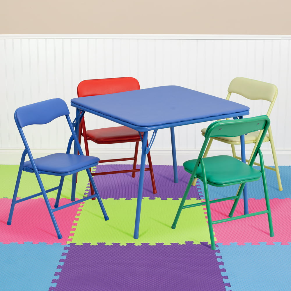 Flash Furniture Kids Colorful 5 Piece Folding Table and Chair Set