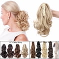 thumbnail image 3 of Benehair Clip In Ponytail Hair Extensions Fashion Claw on Long Cute Wavy Hair Piece 12" Claw Curly Dark Blonde mix Bleach Blonde, 3 of 10