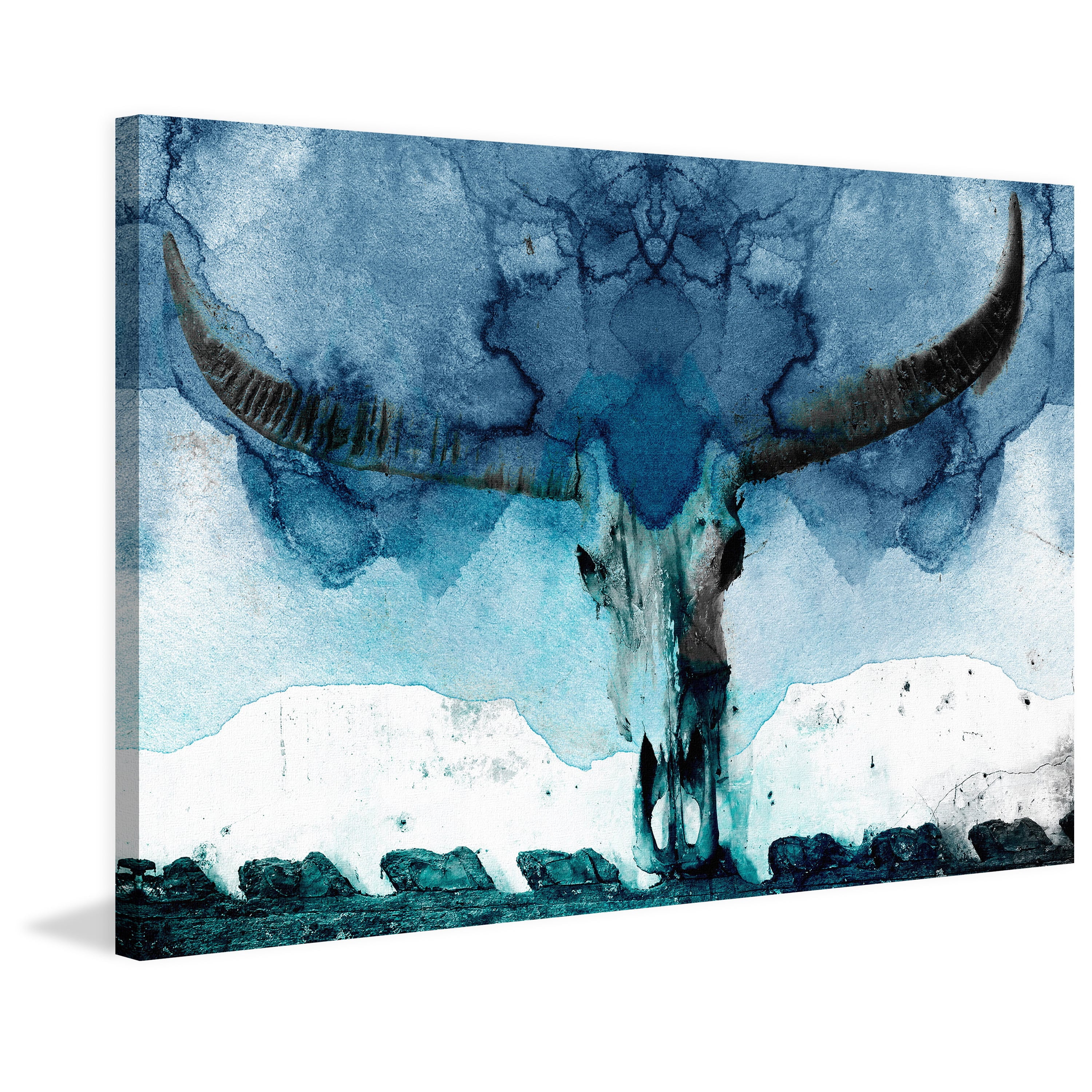 "Horned Blue" Painting Print on Wrapped Canvas