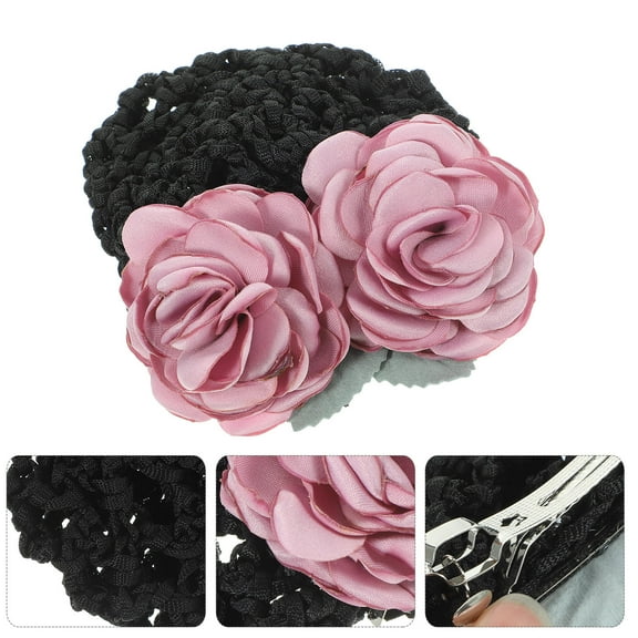 LOLIPPYY Elegant Purple Hairnets for Dance Buns Durable Hair Bun Cover with Floral Pattern