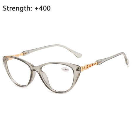 +1.0~+4.0 Portable Men Women Computer Goggles Transparent Color HD Gradient Presbyopic Eyeglasses Hyperopia Glasses Cat Eye Reading Glasses Diopter +1.0~+4.0 GREY STRENGTH 4.00