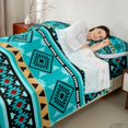 thumbnail image 4 of Manfei Southwestern Aztec Queen Sheets, , Teal Black Queen Sheet Sets, Black Reversible 4-Piece1 Flat Sheet + 1 Fitted Sheet + 2 Pillowcases, 4 of 6