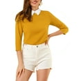 thumbnail image 1 of INSPIRAR CHIC Blusas de Mujer de Mangas 3/4 con Cuello en Contraste S Jengibre, 1 of 7