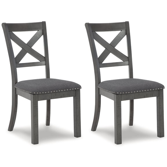 Signature Design by Ashley Myshanna Modern Farmhouse Dining Room Upholstered Chair, Set of 2, Gray