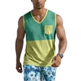 thumbnail image 5 of Men's Two-Tone V-Neck Sleeveless Pocket Tank Top, Casual Gym & Daily Wear Sleeveless Shirt Light Green L, 5 of 5