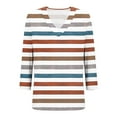 thumbnail image 4 of Elvqul Pullover Tops for Women Shirts V Neck Loose 3/4 Sleeve Striped Juniors Tops Comfortable, 4 of 7