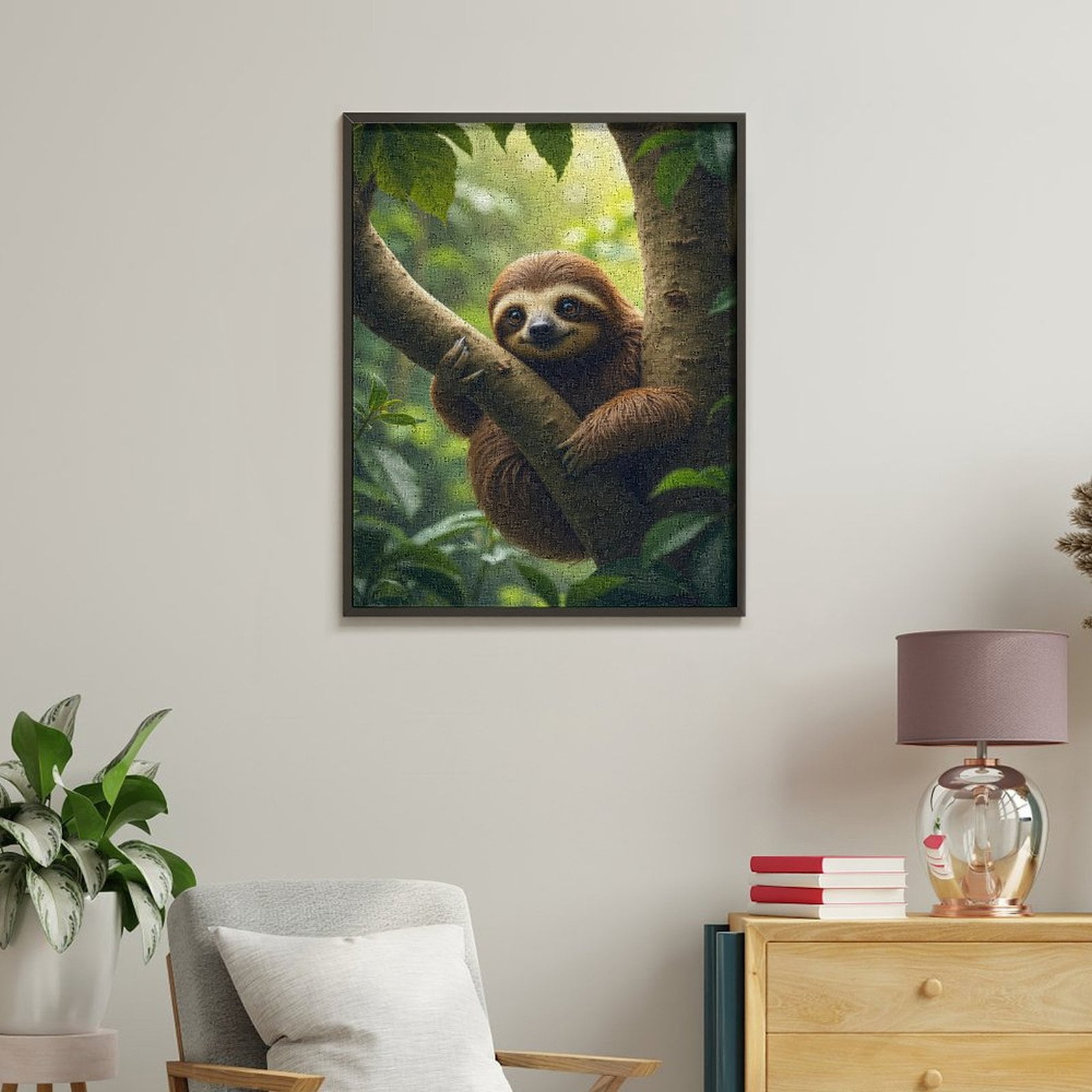 Paint by Numbers Kit for Adults, Adorable Sloth In Lush Greenery Paint by Numbers, Easy Paint by Numbers Kit for Adults Beginner, DIY Adult Paint by Number Kits on Canvas, Home Decor
