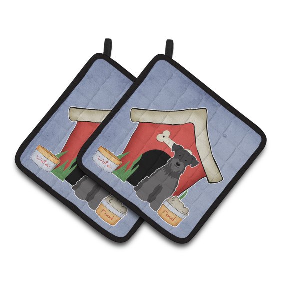 Dog House Collection Miniature Schanuzer Black Pair of Pot Holders