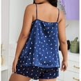 thumbnail image 4 of Xysaqa Women's Plus Size Sleepwear Cute Print Cami Top and Shorts Satin Pajama Sets 3X 4X 5X Blue Xxxxl, 4 of 8