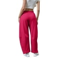 thumbnail image 4 of Bovemsi Casual Pants for Women Women's Sports Waist Curved Wide Leg Pocket Sweatpants Casual Wide Leg Trousers with Pockets, 4 of 8