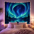 thumbnail image 2 of Aurora Borealis Spiral Vortex Over Mountain Lake, Mystical Fantasy Celestial Landscape for Nature Lovers, Cosmic Home Decor Housewarming Gift Tapestry Wall Hanging for Bedroom, Living Room, 2 of 7