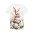 thumbnail image 5 of Tops for Women Easter Bunny Short Sleeved Round Neck Casual Pullover Printed T-shirt White XXL, 5 of 5