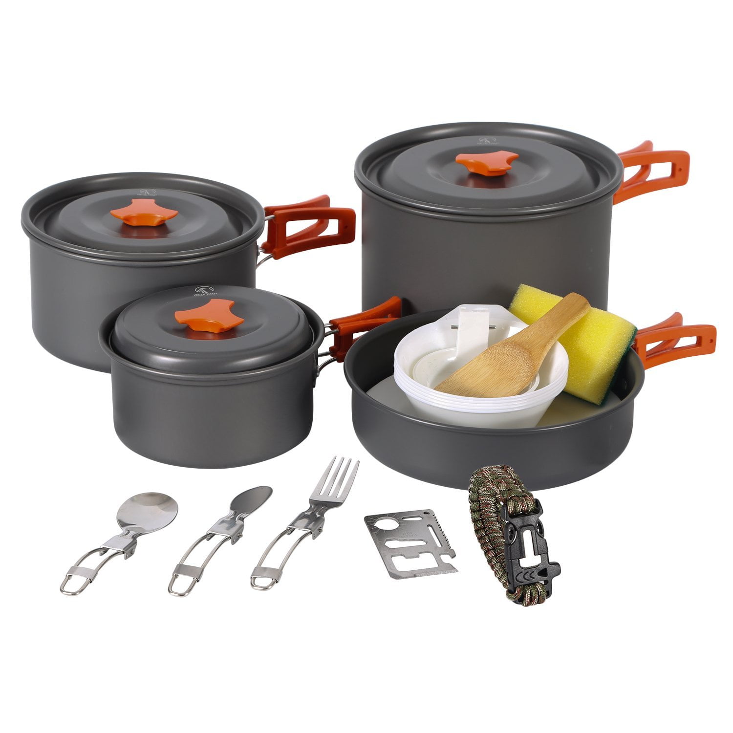 REDCAMP Camping Cookware kit, 3-4 Person, 22pcs ,2800ml Large pot,Ultralight & Foldable