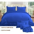 thumbnail image 2 of 3 Piece Luxury 5 Inch Two Layer Ruffle Comforter 550 GSM All Season (King/Cal King Size) Premium Super Soft - 800 TC, 100% Egyptian Cotton- Solid Royal Blue Colour, 2 of 7