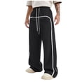 thumbnail image 1 of Pantalones con Cremallera Bolsillos Hombres Sueltos Casual Cordón Elástico-Cintura Pantalones Deportivos de Jogging, Pantalones de Bolsillo de Color Sólido para el Uso Diario Al Aire Libre Casual, 1 of 7