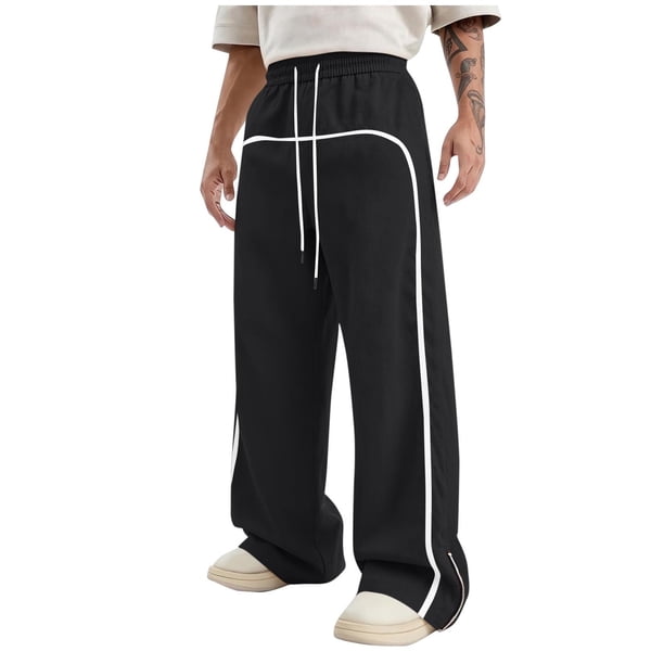 Pantalones con Cremallera Bolsillos Hombres Sueltos Casual Cordón Elástico-Cintura Pantalones Deportivos de Jogging, Pantalones de Bolsillo de Color Sólido para el Uso Diario Al Aire Libre Casual