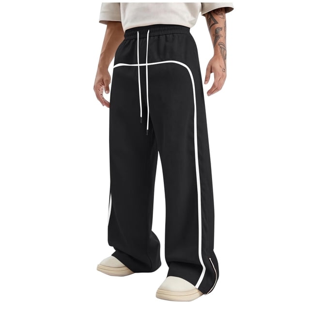 Pantalones con Cremallera Bolsillos Hombres Sueltos Casual Cordón Elástico-Cintura Pantalones Deportivos de Jogging, Pantalones de Bolsillo de Color Sólido para el Uso Diario Al Aire Libre Casual