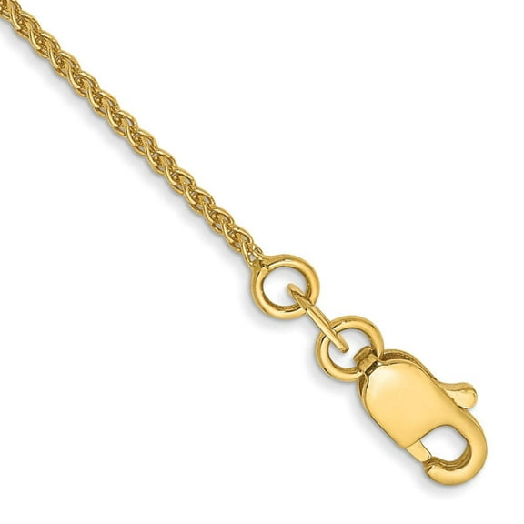 Primal Gold 14 Karat Yellow Gold 1.05mm Solid Spiga Chain Anklet