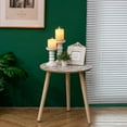 thumbnail image 2 of Hanobe Small Round Side Table: Boho End Tables for Living Room Bohemian Accent Bedside Table Brown Bedroom Nightstand Farmhouse Home Decor Decorative with 3 Wood Legs, Easy Assembly, 2 of 7