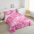 thumbnail image 3 of Manfei Initial Letter J Full Size Comforter Sets,Kawaii Bowtie Ribbon Bedding Comforter Set,Pink Bow Knot Bedding Sets For Girl,Breathable Bedroom Decoration Reversible,3pcs, 3 of 8