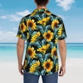 thumbnail image 4 of Sikiie Blue Batterflies Sunflower Print Men's Hawaiian Shirt, Summer Beach Button Pocket Short Sleeve T-Shirt,X-Large, 4 of 7