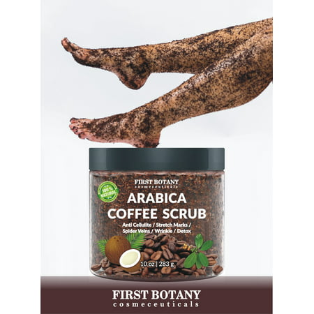 100% Natural Arabica Coffee Scrub with Organic Coffee, Coconut and Shea Butter - Best Acne, Anti Cellulite and Stretch Mark treatment, Spider Vein Therapy for Varicose Veins & Eczema (10 (Best Coffee Scrub For Cellulite)