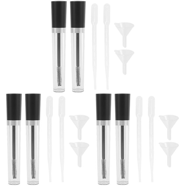 6sets Transparents Cosmétiques Entonnoirs de Rouge à Lèvres Tubes de Bricolage Canne Vide Contenant de Roulette Eye-Liner Tube en Caoutchouc, Compte-Gouttes, avec de l'Huile de Mascara Remplissage Entonnoir Tube Ml pour le Support