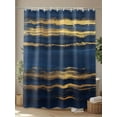 thumbnail image 4 of Fsddascl Blue Gold Coastal Shower Curtain Set - Extra Long 72" x 96" Washable Bathtub Curtain with 12 Hooks, Summer Modern Ocean Wave Waterproof Fabric Stall Shower Curtains for Bathroom/Bathtub, 4 of 6