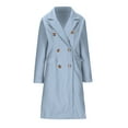 thumbnail image 5 of Wool Trench Coat for Women Trendy Winter Overcoat Double Breasted Notched Collar Pea Coat Warm Jackets (2XL, Light Blue), 5 of 7