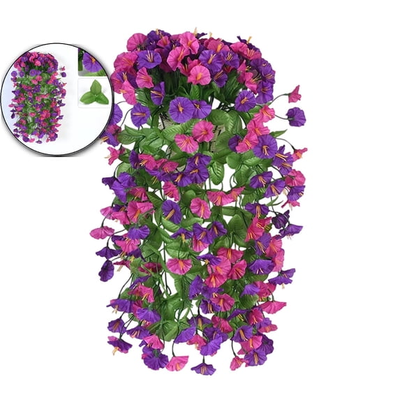 Artificial Hanging Morning Glory Flowers, Realistic Artificial Hanging Flowers for Outdoor, Wedding Corridor Yard Gardens Porches Patios Balconies Aisle Decor