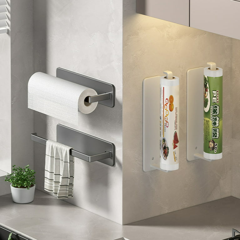 Hesroicy Paper Towel Rack - Wall Mounted, Punch-Free, Strong Load-Bearing,  Multipurpose, Space-Saving Organizer, Anti-Rust Holder for Household