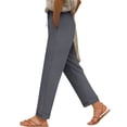 thumbnail image 7 of ClodeEU Women's Ice Silk Drawstring Wide Leg Pants ,Solid Color Loose Fit Casual Trousers Gray,Womens Plus XL, 7 of 7