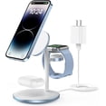thumbnail image 1 of Estación de carga inalámbrica 3 en 1 para múltiples dispositivos, cargador inalámbrico rápido estándar de 15 W con protección MagSafe y adaptador QC3.0 para iPhone 15, 14, 13, 12 Pro Max Plus Mini,, 1 of 8